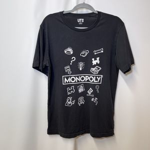 Uniqlo Monopoly Men's T-Shirt Size Medium Gray Unisex Short Sleeve Board Game